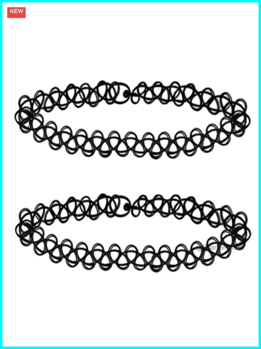 2PCS Tattoo Choker Necklace Set 90s Goth Y2K Elastic Stretchy Adjustable